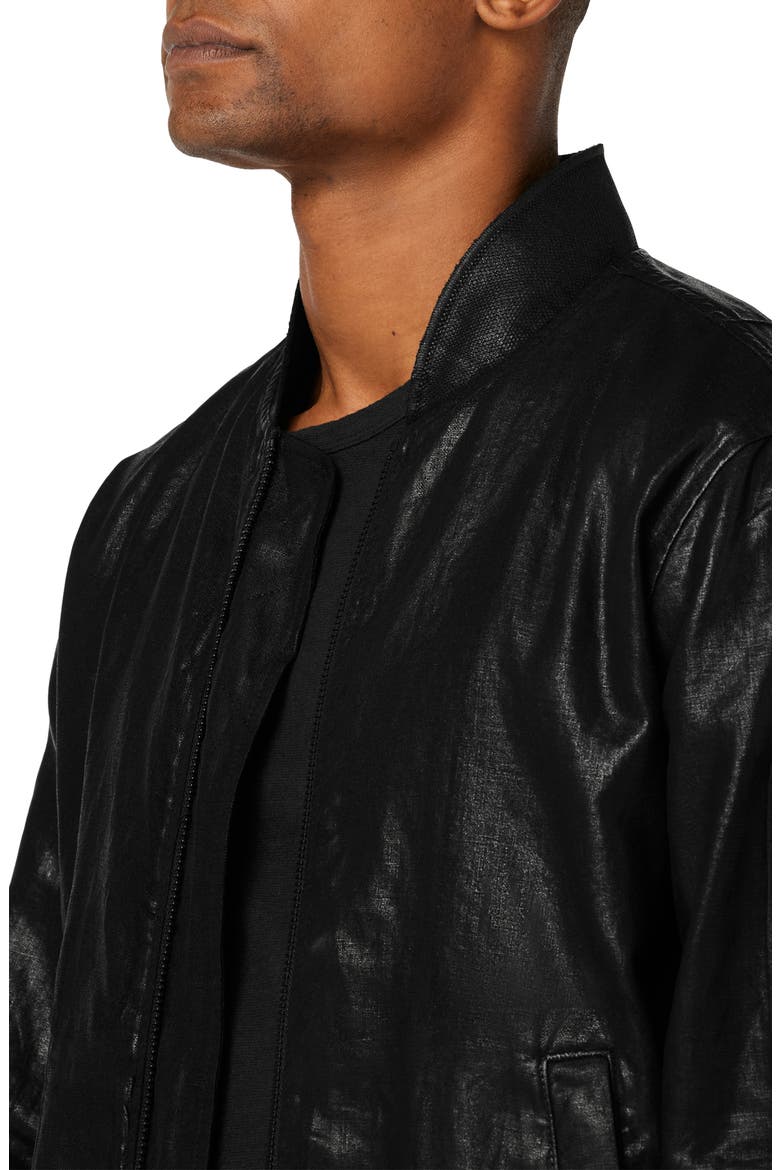Ray Coated Linen Bomber Jacket, Alternate, color, COATED BLACK