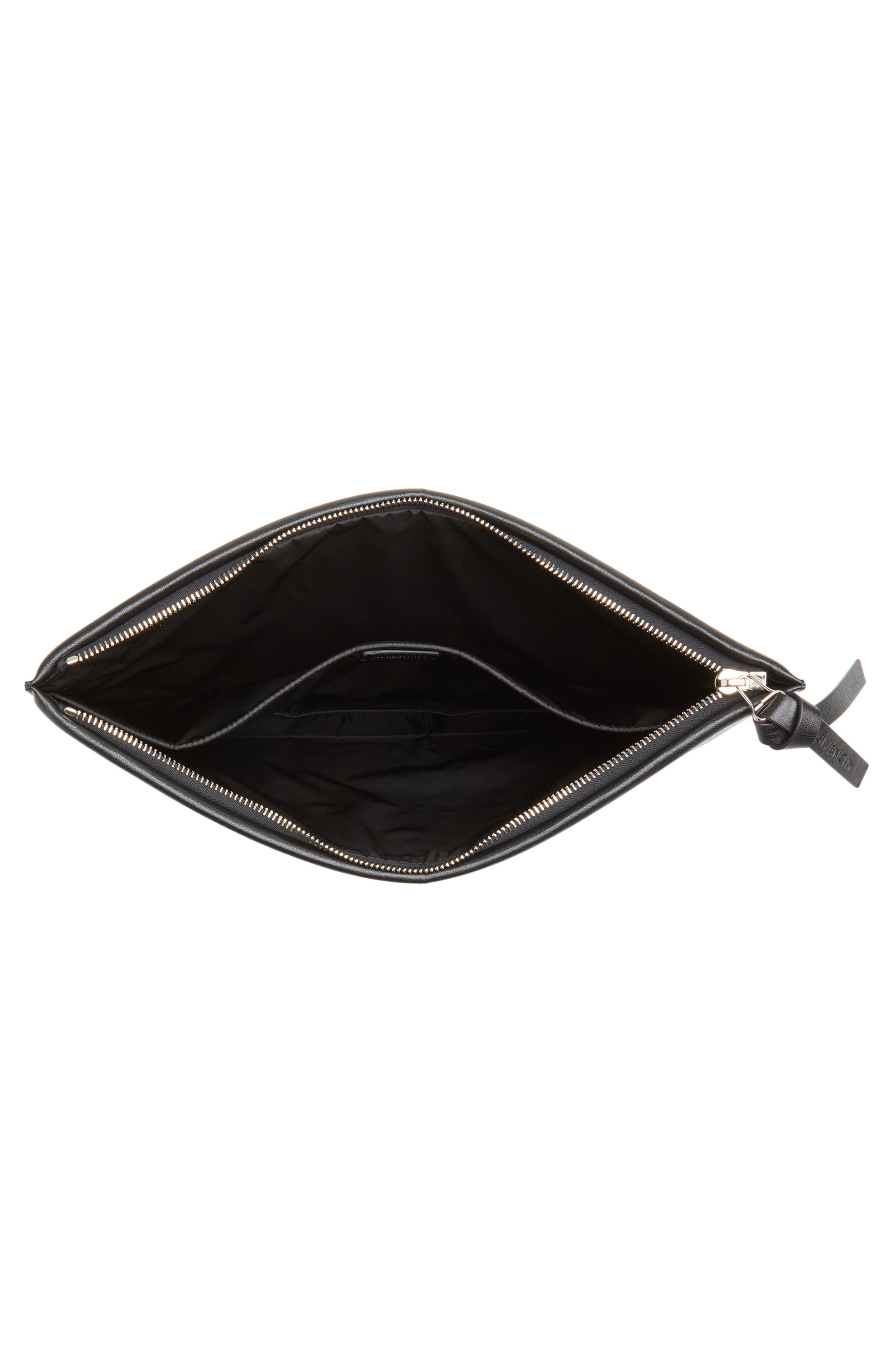 Antigona Padded Leather Zip Pouch, Alternate, color, BLACK