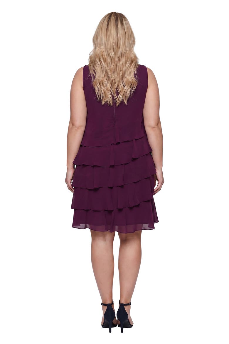 Tiered Ruffle Chiffon Dress with Jacket, Alternate, color, ITALIAN PLUM