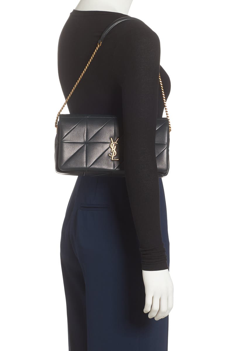 Saint Laurent Jamie 99 Patchwork Leather Baguette, Alternate, color, Deep Green