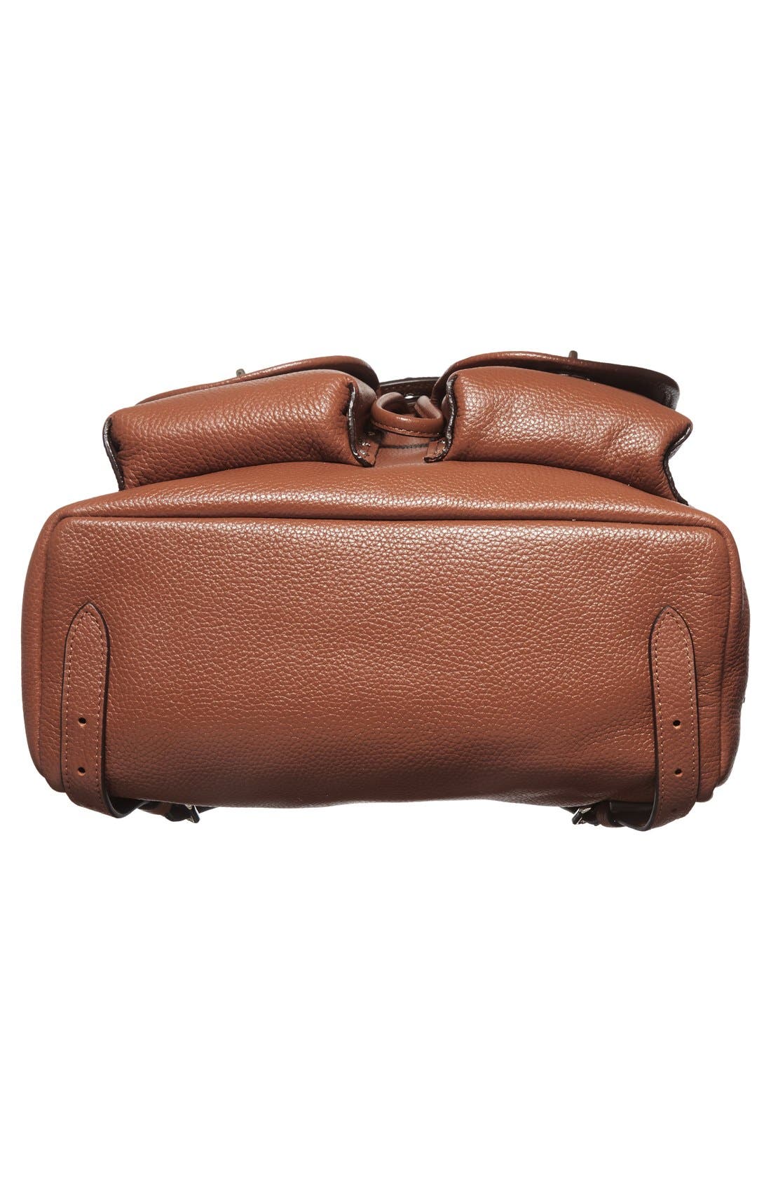 Pebbled Leather Rucksack, Alternate, color, SADDLE/ SILVER
