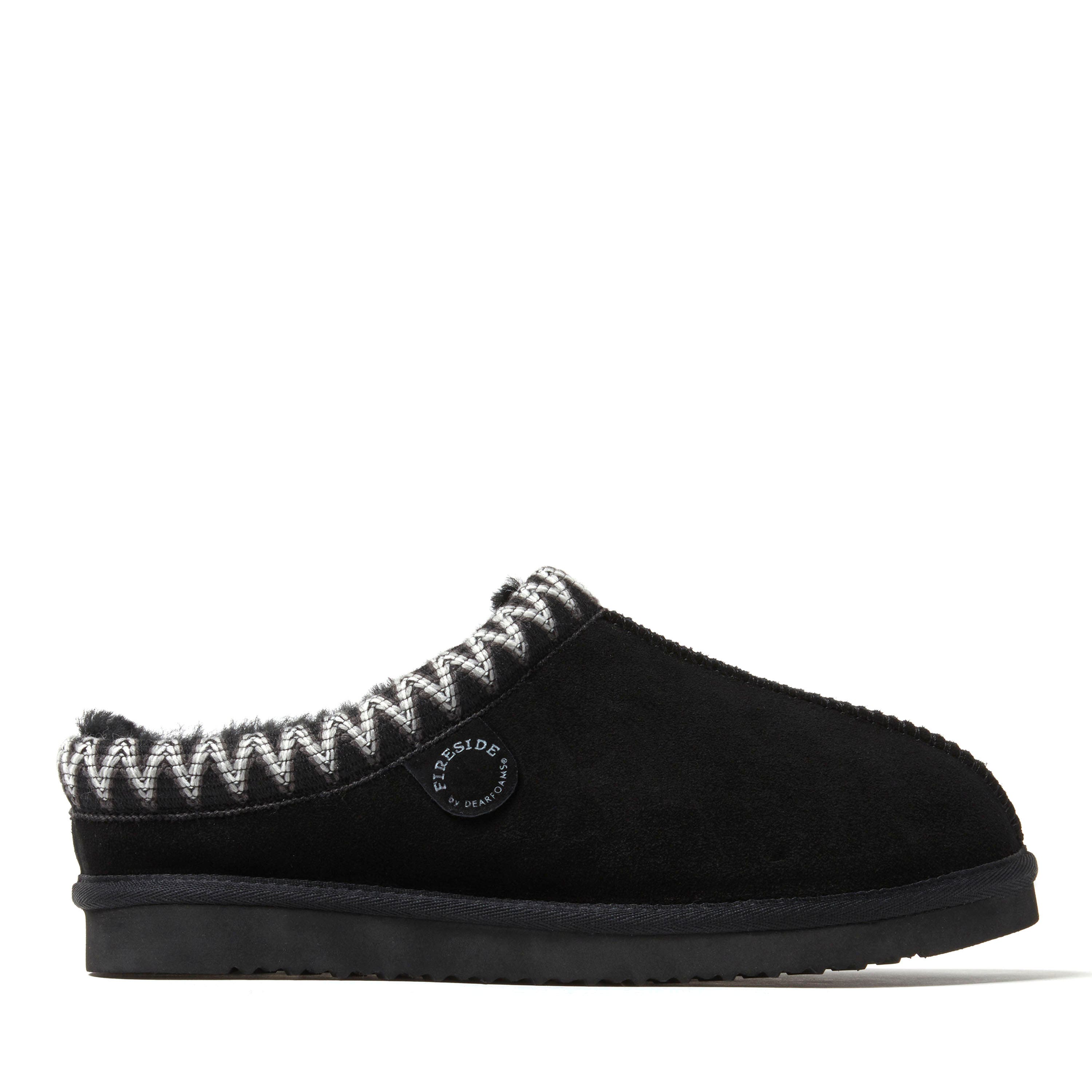 DEARFOAMS Fireside Grafton Genuine Shearling Clog Slipper with Embroidery, Alternate, color, Black