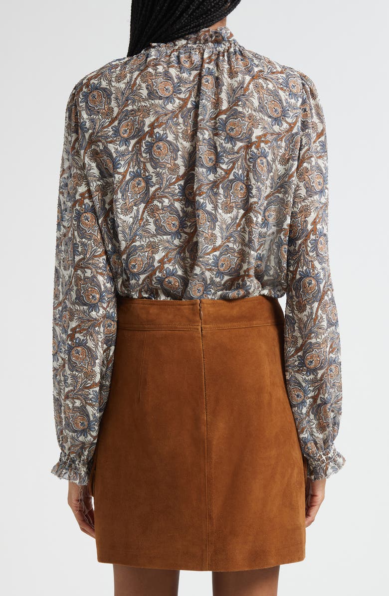 Veronica Beard Hickory Print Tie Neck Silk Blend Shirt, Alternate, color, Dove Multi