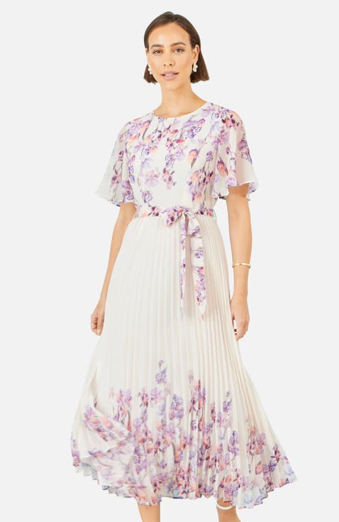 Short Sleeve Pleated Midi Dress