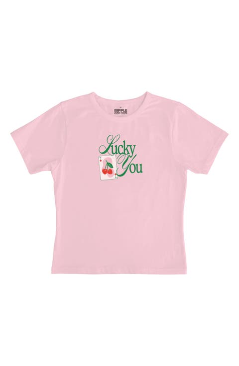 Lucky You Card Graphic Baby Tee