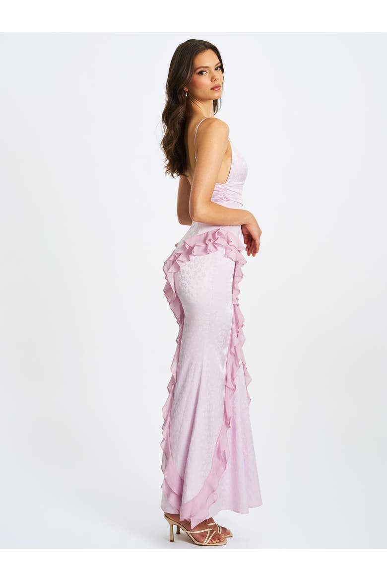 Paolina Jacquard Ruffle Mermaid Maxi Dress, Alternate, color, Purple