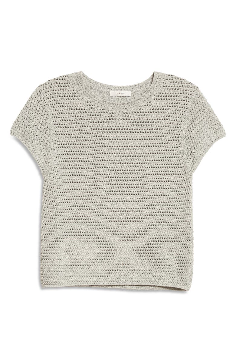 Vince Crochet Short Sleeve Cotton Sweater, Alternate, color, 