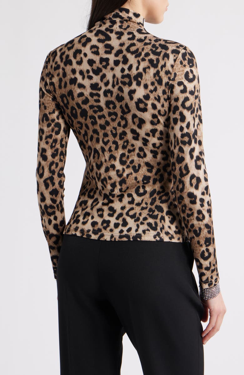 NIKKI LUND Zoe Embellished Mesh Yoke Top, Alternate, color, Leopard