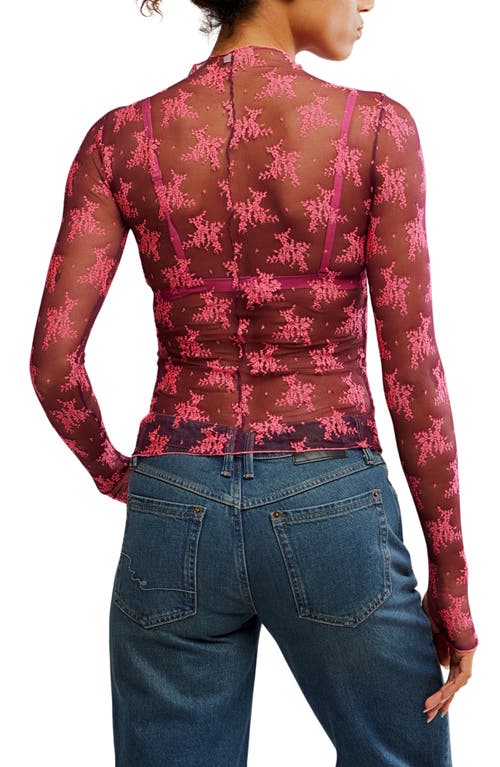Free People Two-tone Lady Lux Sheer Mesh Top In Pink
