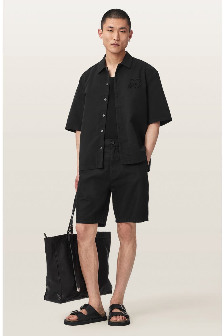 Torres Short Sleeve Button Up Shirt, Alternate, color, ORCA BLACK