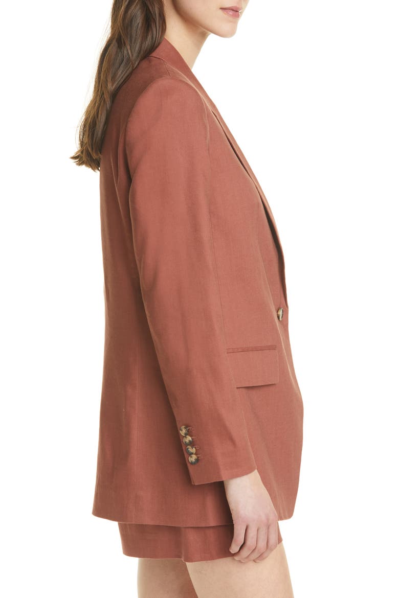 Linen Blend Blazer, Alternate, color, RUST