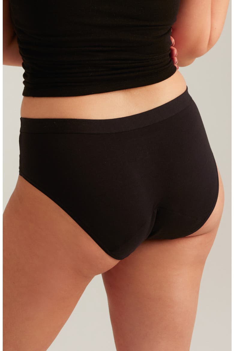 Period & Leakproof Regular Absorbency Stretch Cotton Brief, Alternate, color, VOLCANIC BLACK
