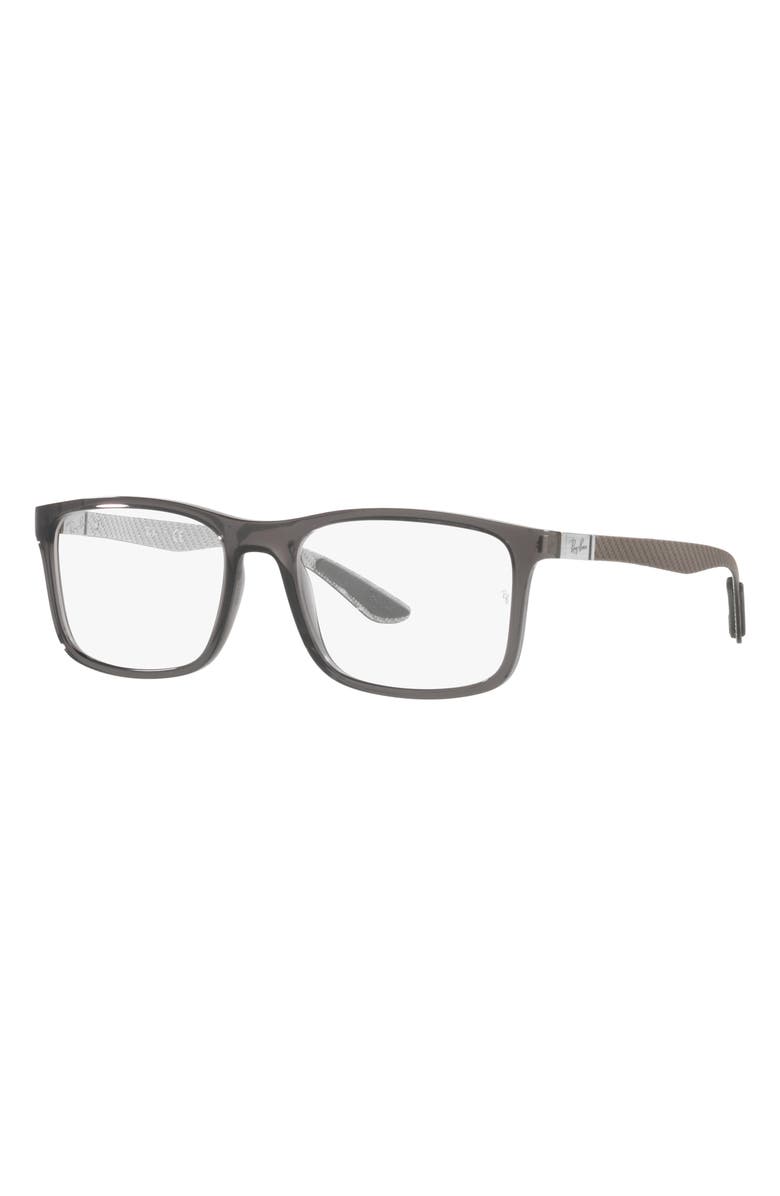 Ray-Ban 53mm Rectangular Optical Glasses, Alternate, color, Transparent Grey