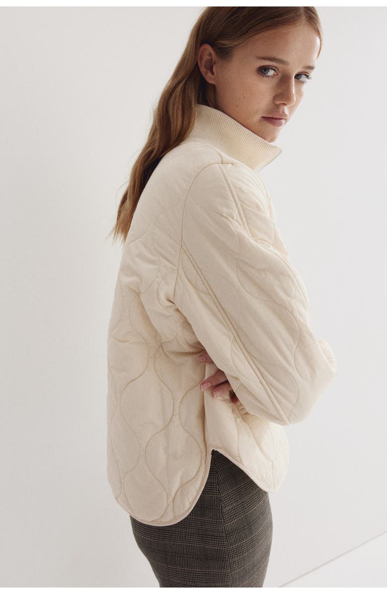 H&M Oversized Quilted Jacket, Alternate, color, Cream
