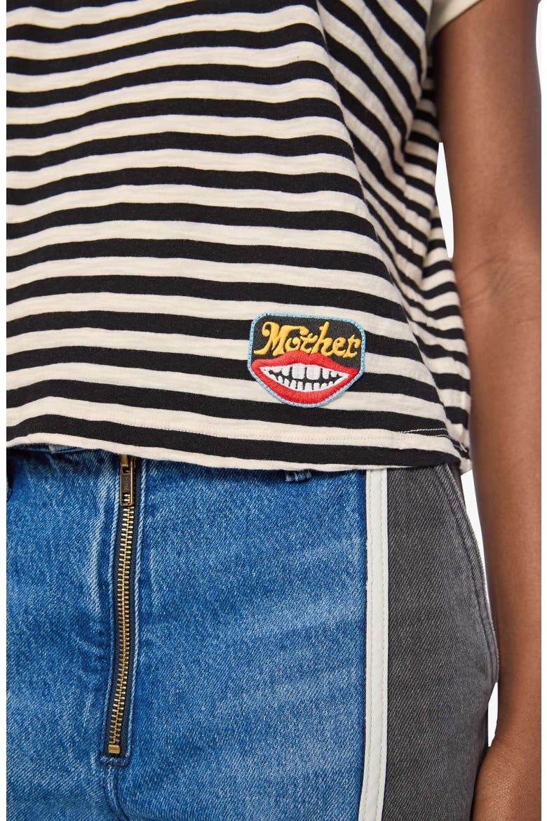 The Boxy Goodie Goodie Striped T-Shirt, Alternate, color, BLACK AND CREAM STRIIPE