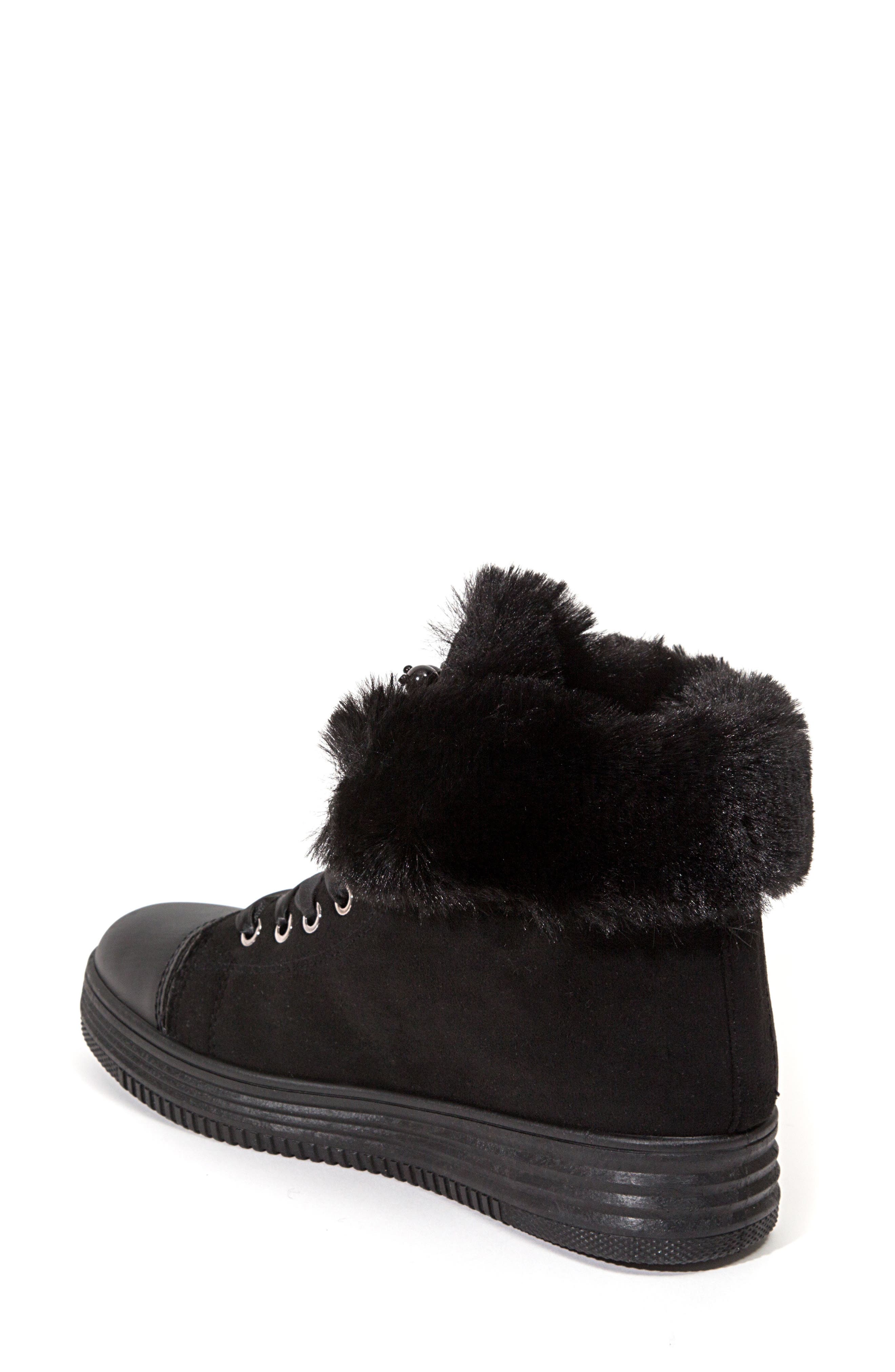 NINETY UNION Warm Faux Fur Lined Sneaker Boot, Alternate, color, Black