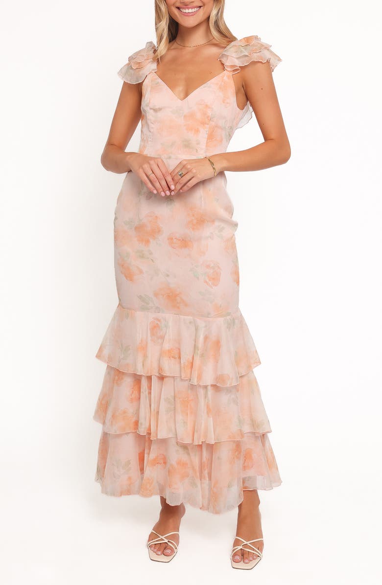 Petal & Pup Lydia Ruffle Sleeveless Maxi Dress, Main, color, Pink Floral