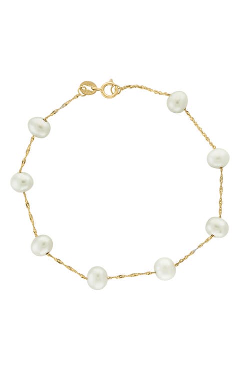 14k Yellow Gold Fresh Water Pearl 7mm Bracelet