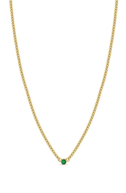 Extra Small Emerald Curb Chain Necklace