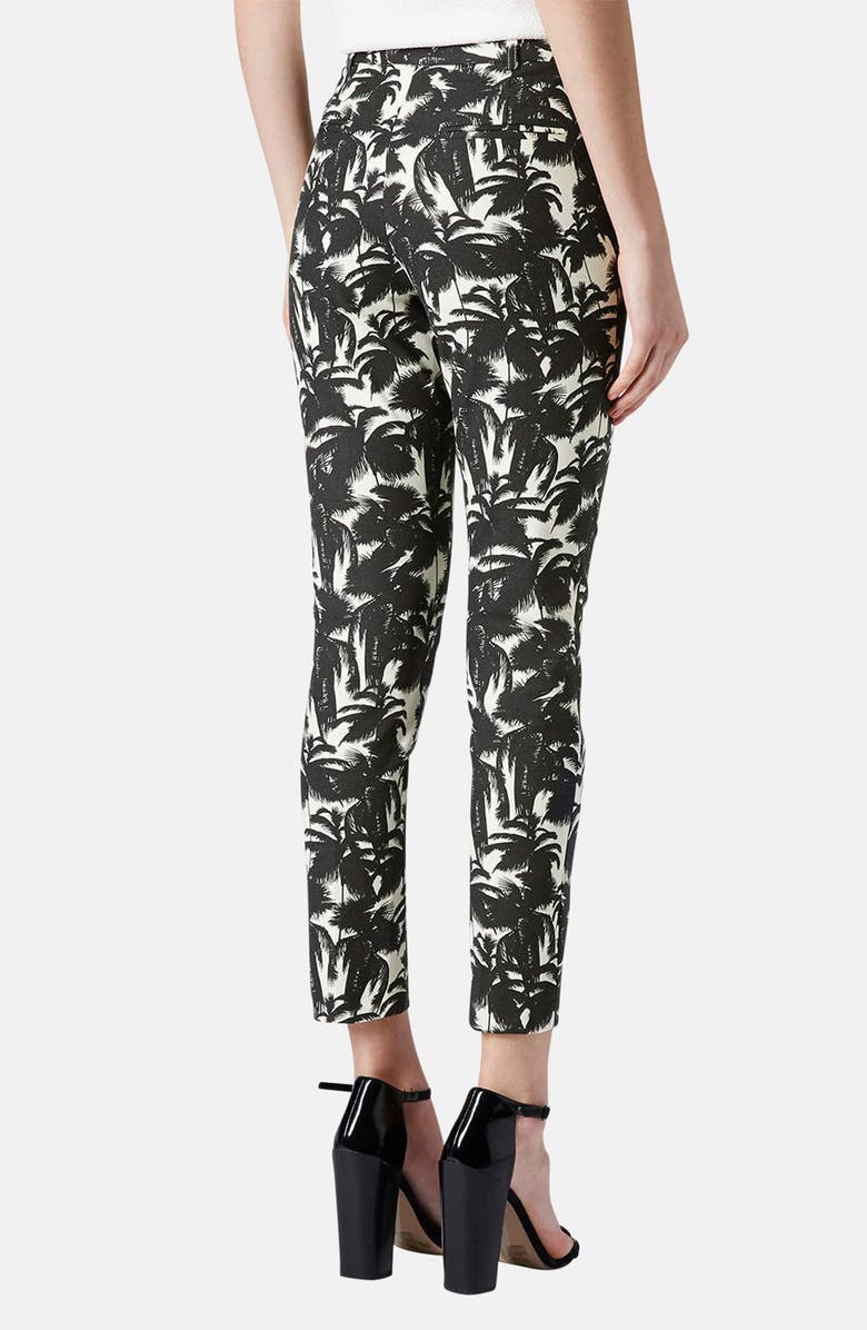 Topshop Palm Print Cigarette Pants, Alternate, color, 