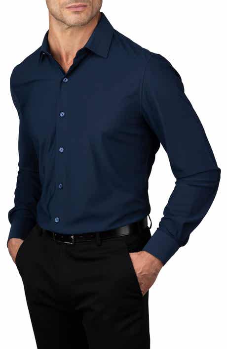 Solid Trim Fit Long Sleeve Dress Shirt