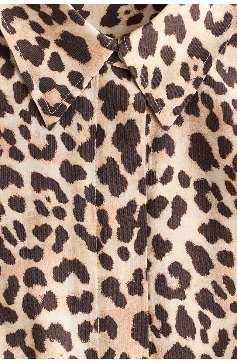 H&M Balloon-sleeved Shirt, Alternate, color, Beige/Leopard Print