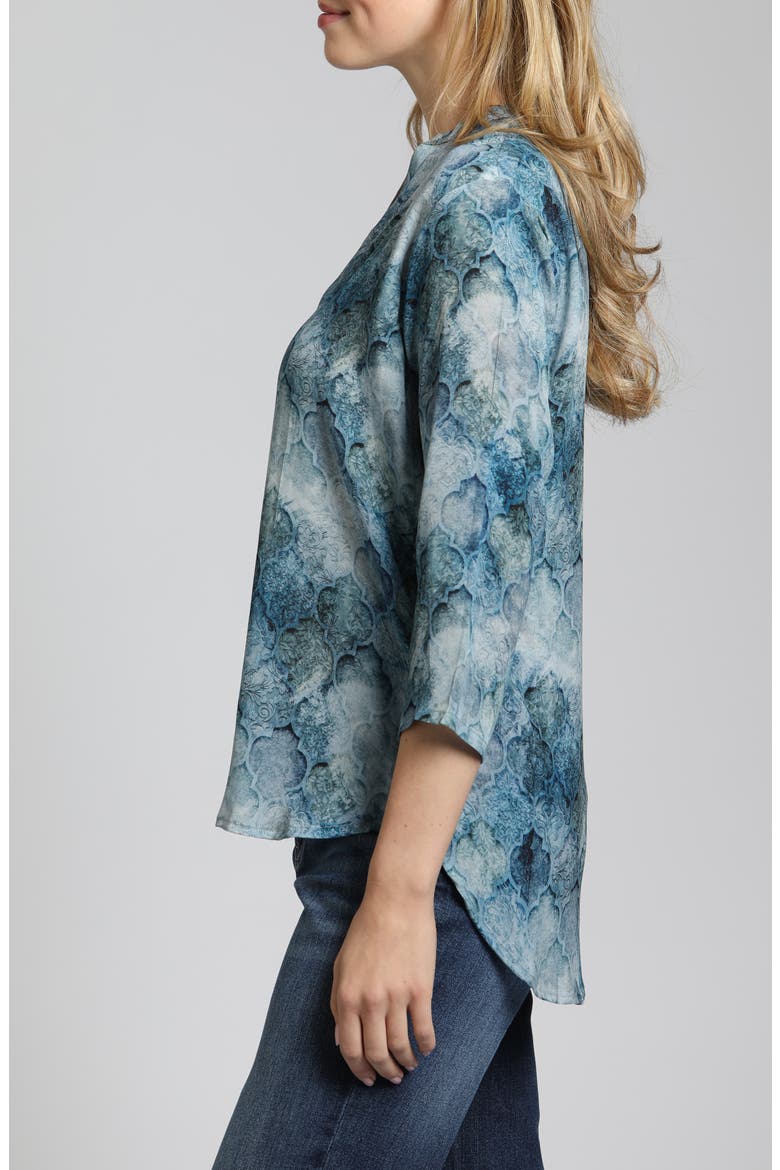 Abstract Print Button-Up Shirt, Alternate, color, BLUE/GREY MULTI