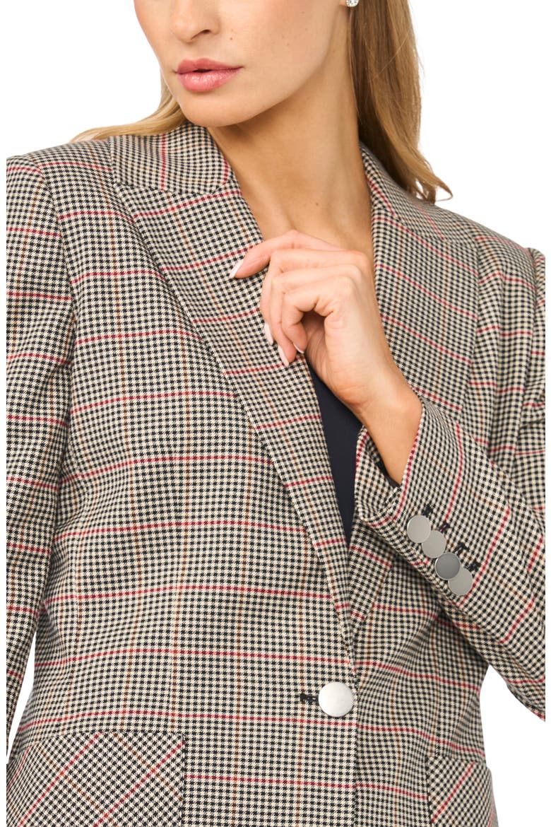 Print Single Button Blazer, Alternate, color, RICH BLACK/BEIGE