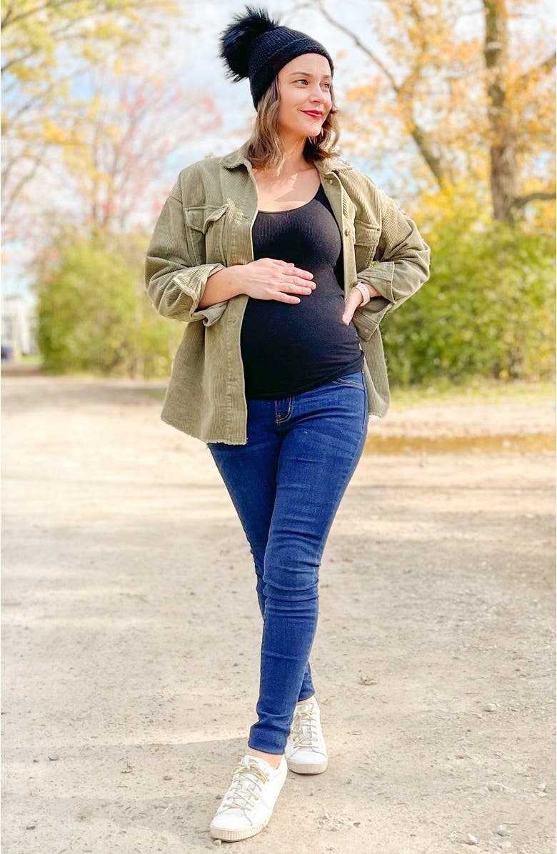 PinkBlush Skinny Maternity Jeans, Alternate, color, Navy Blue
