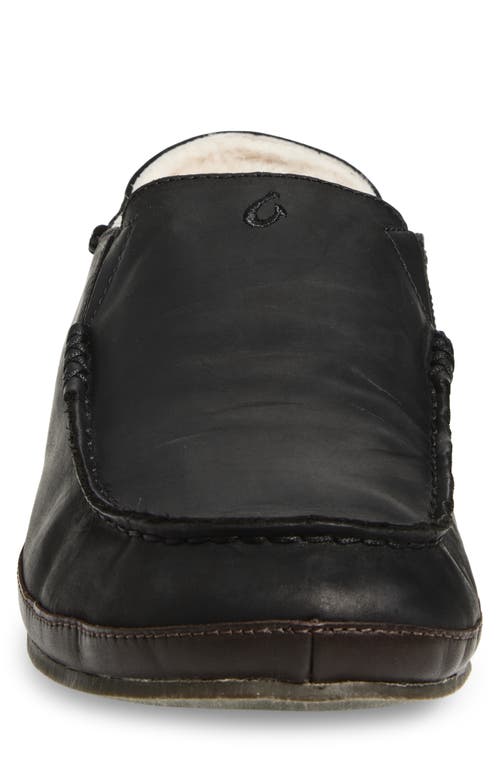 Olukai Moloa Genuine Shearling Convertible Slipper In Black