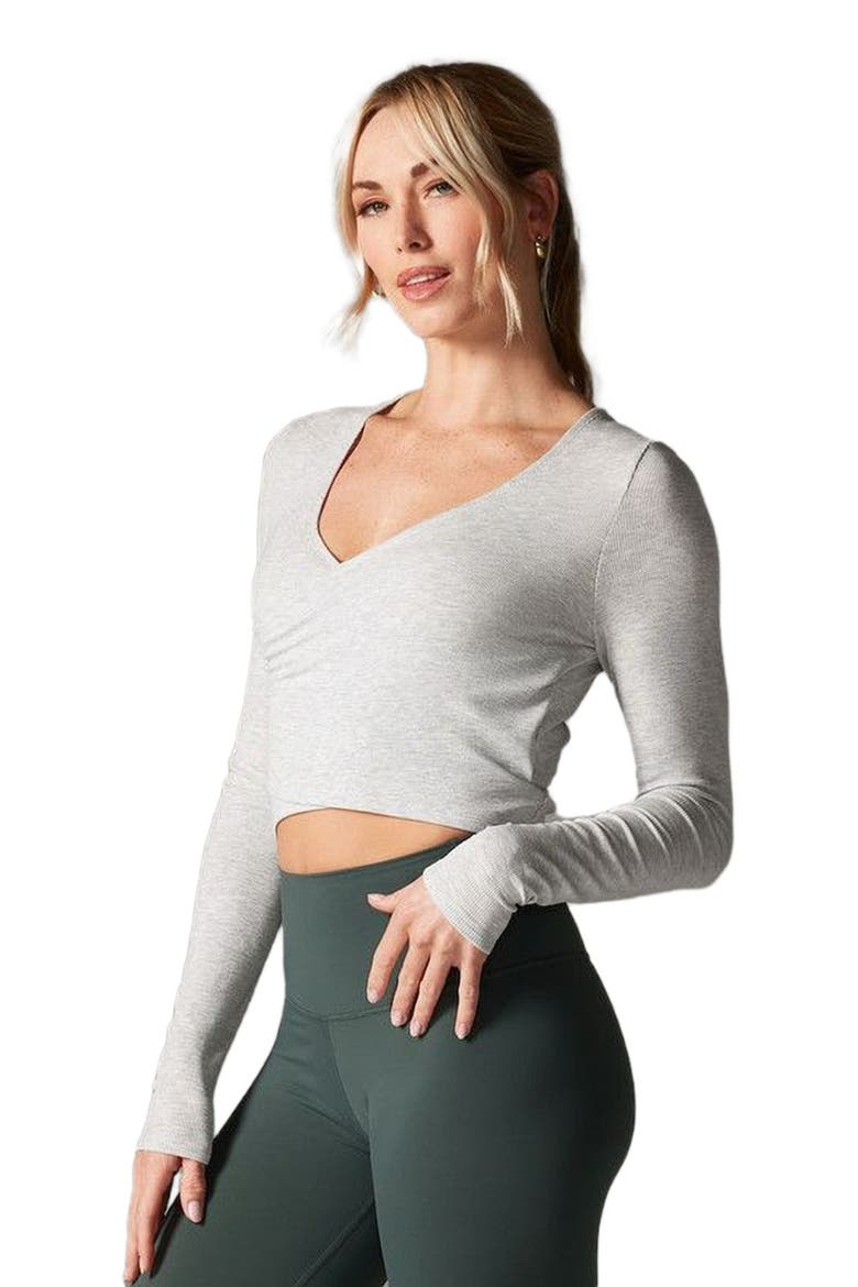 Criss Cross Long Sleeve Top, Alternate, color, ASH