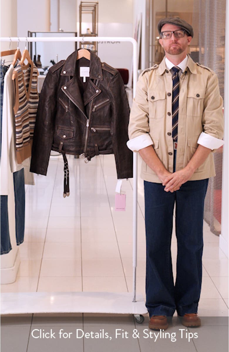 Relaxed Leather Moto Jacket, sales video thumbnail