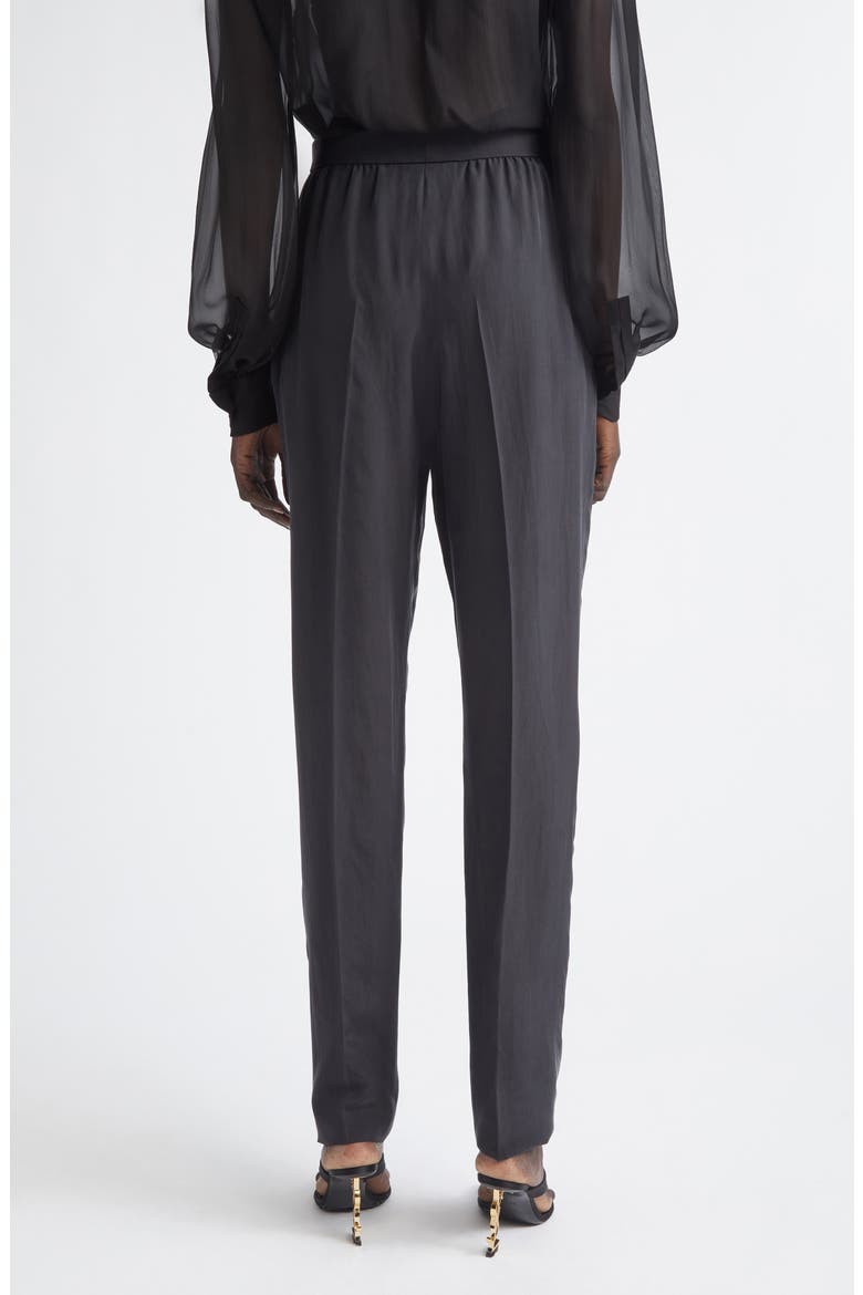 Tailored Silk Straight Leg Pants, Alternate, color, NOIR