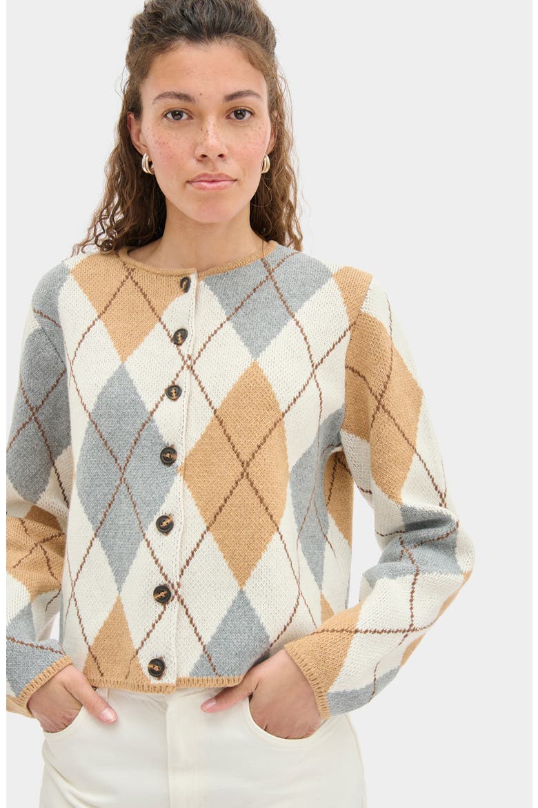 Aggie Argyle Cardigan, Alternate, color, GREY MIX