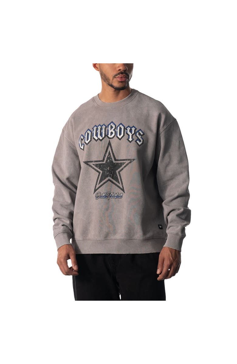 THE WILD COLLECTIVE Unisex The Wild Collective Gray Dallas Cowboys Distressed Pullover Sweatshirt, Main, color, 