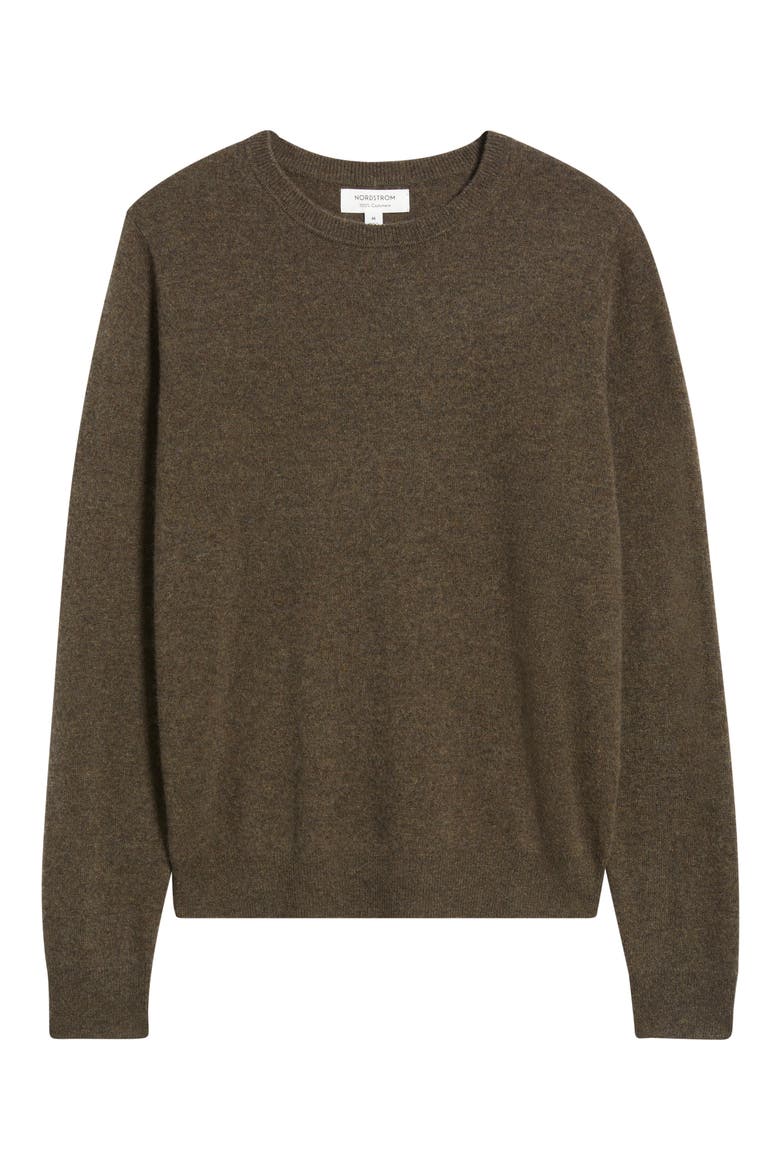 Cashmere Crewneck Sweater, Alternate, color, BROWN DESERT HEATHER