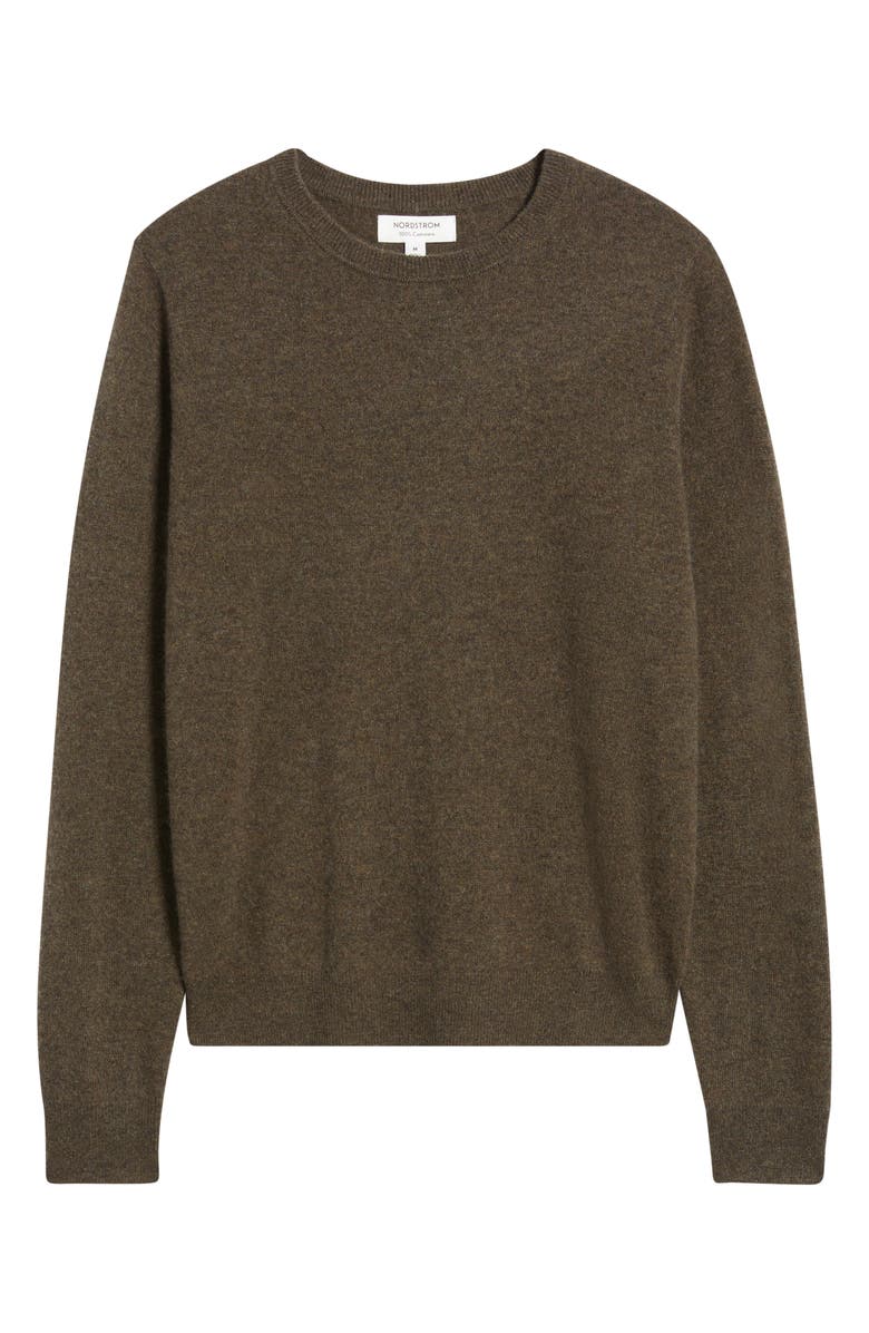 Nordstrom Cashmere Crewneck Sweater, Alternate, color, Brown Desert Heather