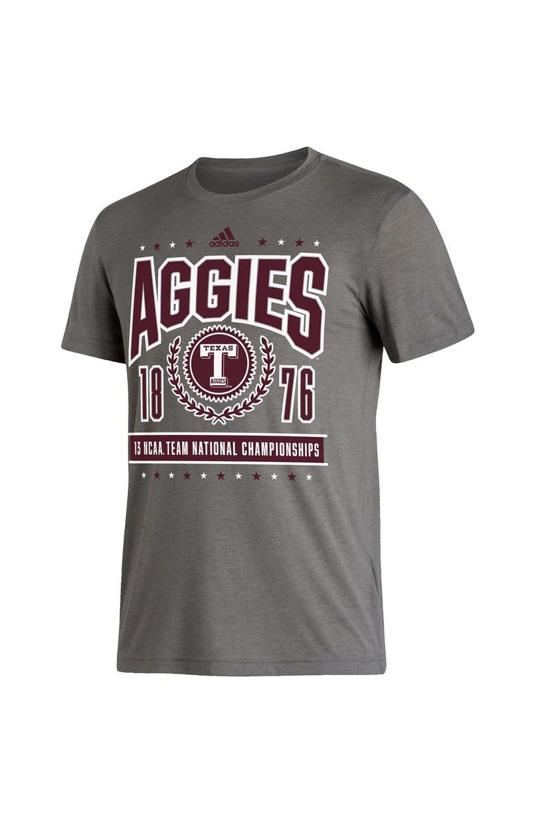adidas Men's adidas Heather Charcoal Texas A&M Aggies 13 NCAA Team National Championships Reminisce Tri-Blend T-Shirt, Alternate, color, Heather Charcoal