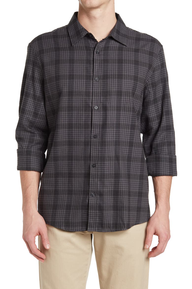 Deco Plaid Flannel Shirt, Main, color, MAGNET