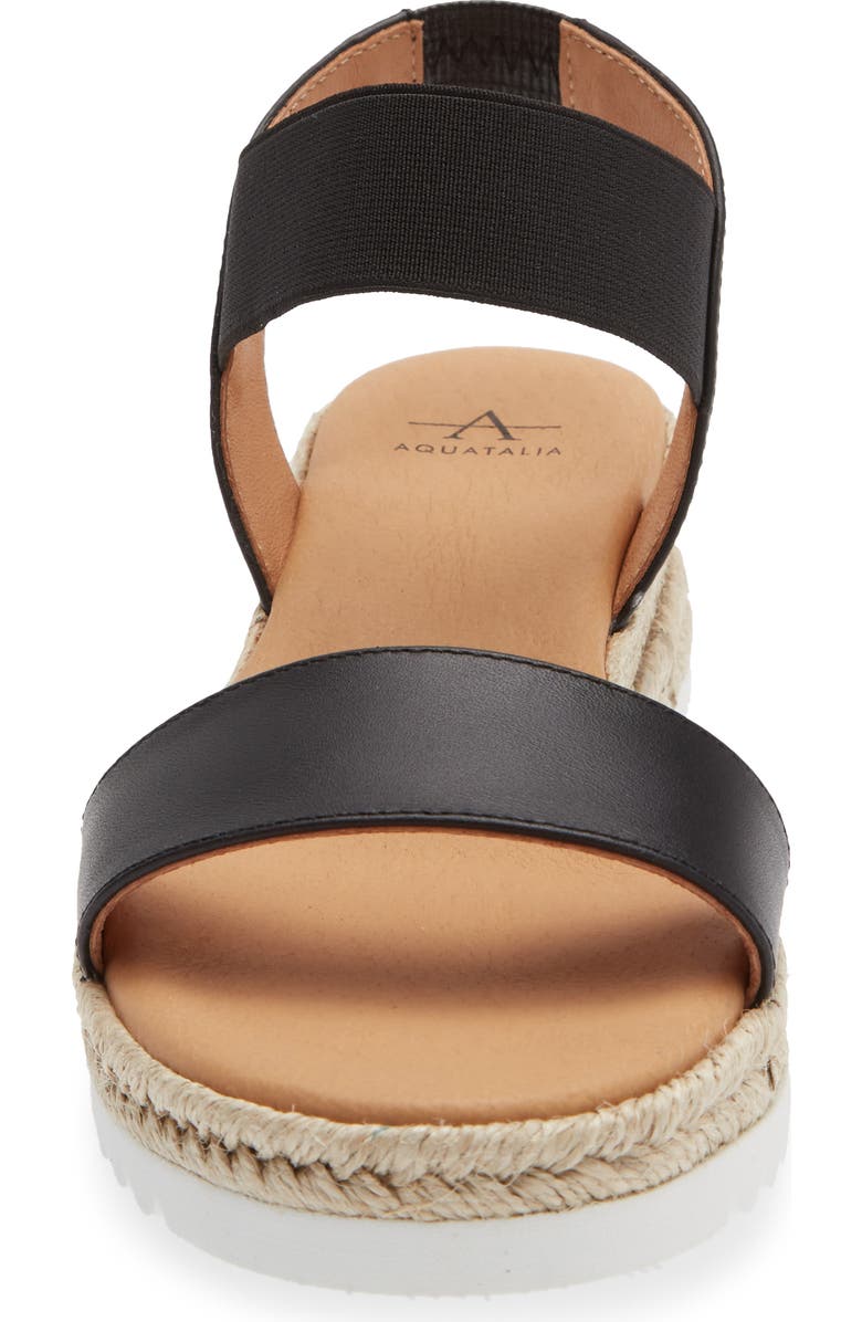 Aquatalia Avina Espadrille Wedge Sandal, Alternate, color, Black Leather