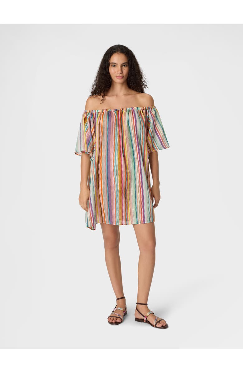 Missoni Short Cover-up In Cotton And Silk With Zigzag Pattern, Alternate, color, Multicoloured