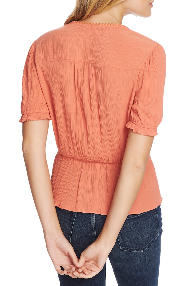 Circle Trim Peplum Blouse, Alternate, color, ROMANTIC APRICOT