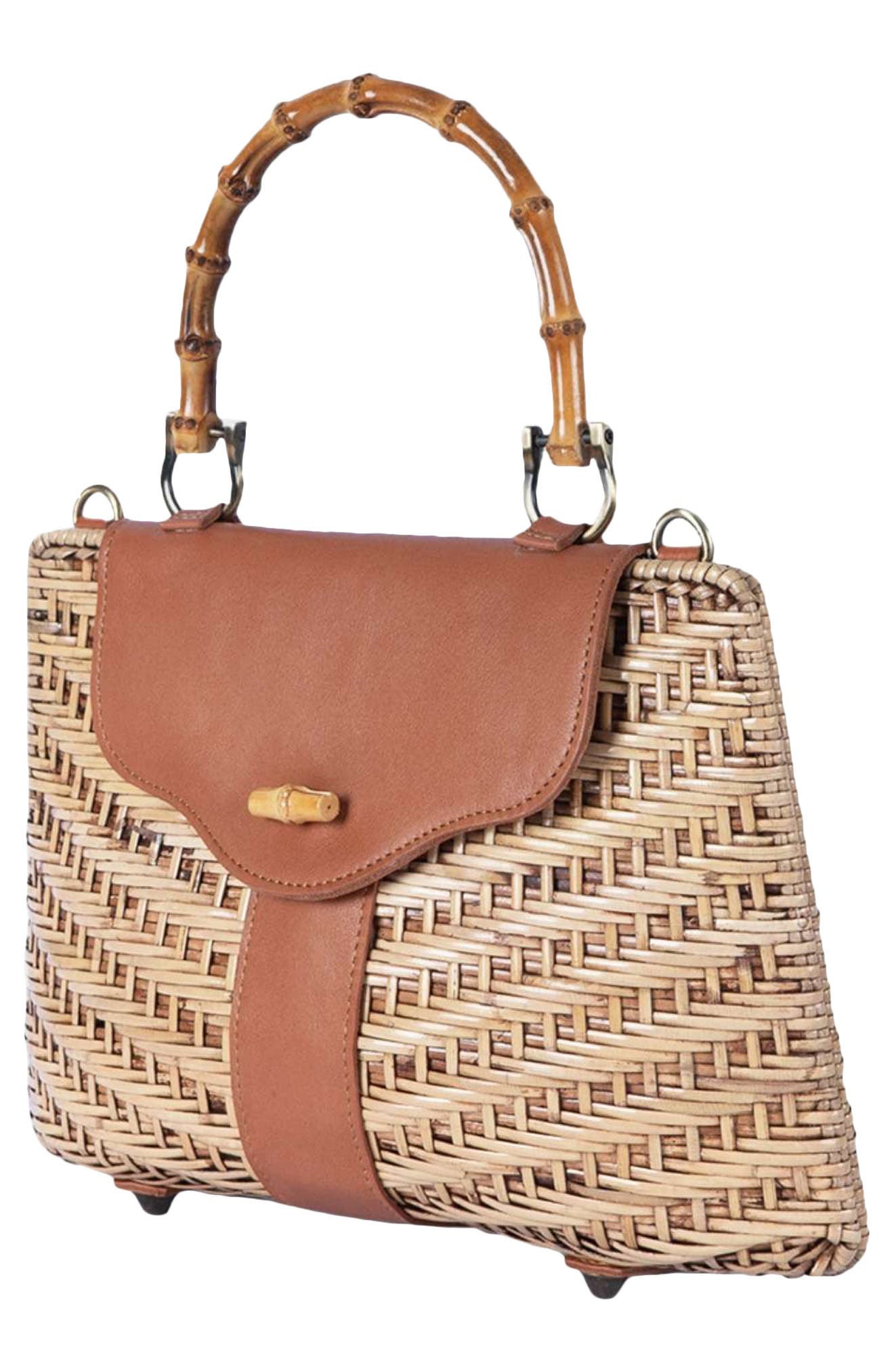 Jelavu Jackie Rattan Handbag, Alternate, color, Tan