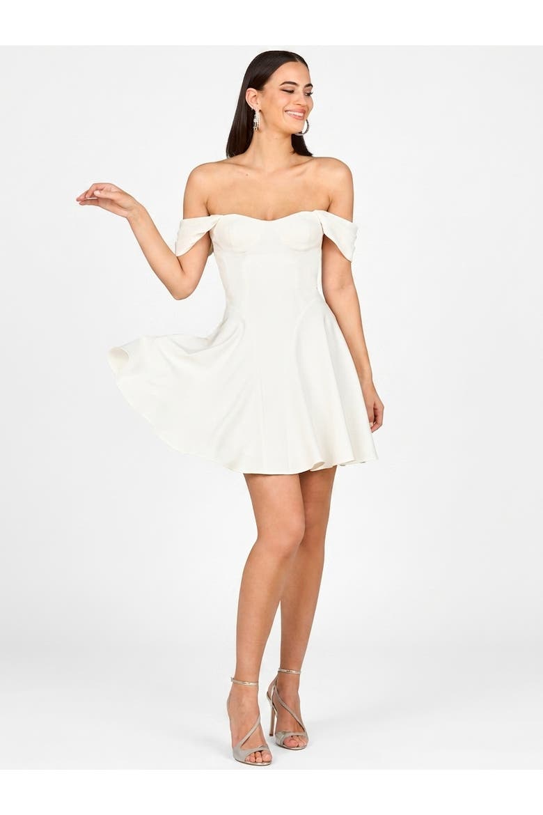Beaded Faux-Wrap V-Neck Bridal Gown, Alternate, color, Ivory