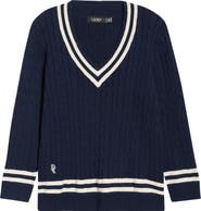 Lauren Ralph Lauren Cable Stitch Crewneck Cotton Sweater