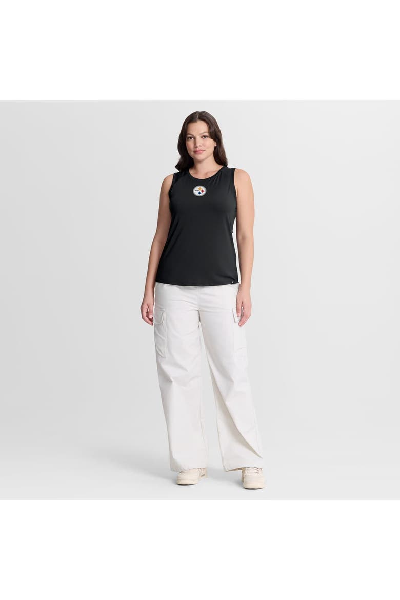 Women's Fanatics Black Pittsburgh Steelers Draped Mesh Back Performance​ Tank Top, Alternate, color, Black