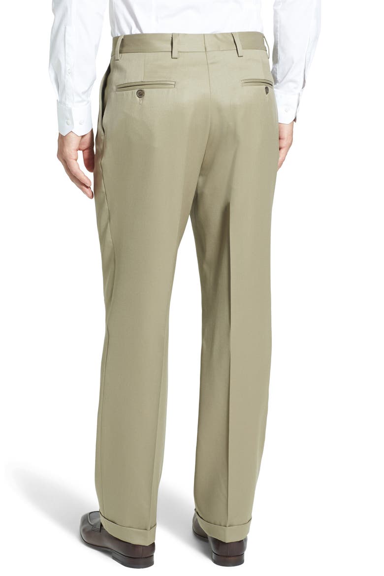 Pleated Classic Fit Wool Gabardine Dress Pants, Alternate, color, TAN