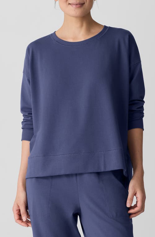 Eileen Fisher Crewneck Stretch Organic Cotton Sweatshirt In Bluette