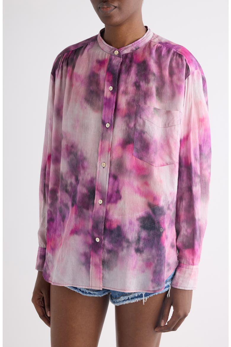 Mexika Tie Dye Cotton Button-Up Shirt, Alternate, color, PINK