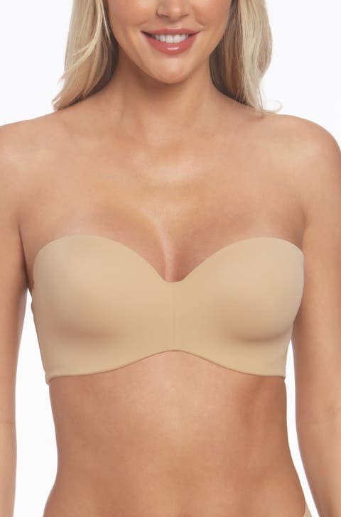 Bella Strapless Seamless Hidden Underwire Convertible Bandeau Bra with Clear & Matching Straps